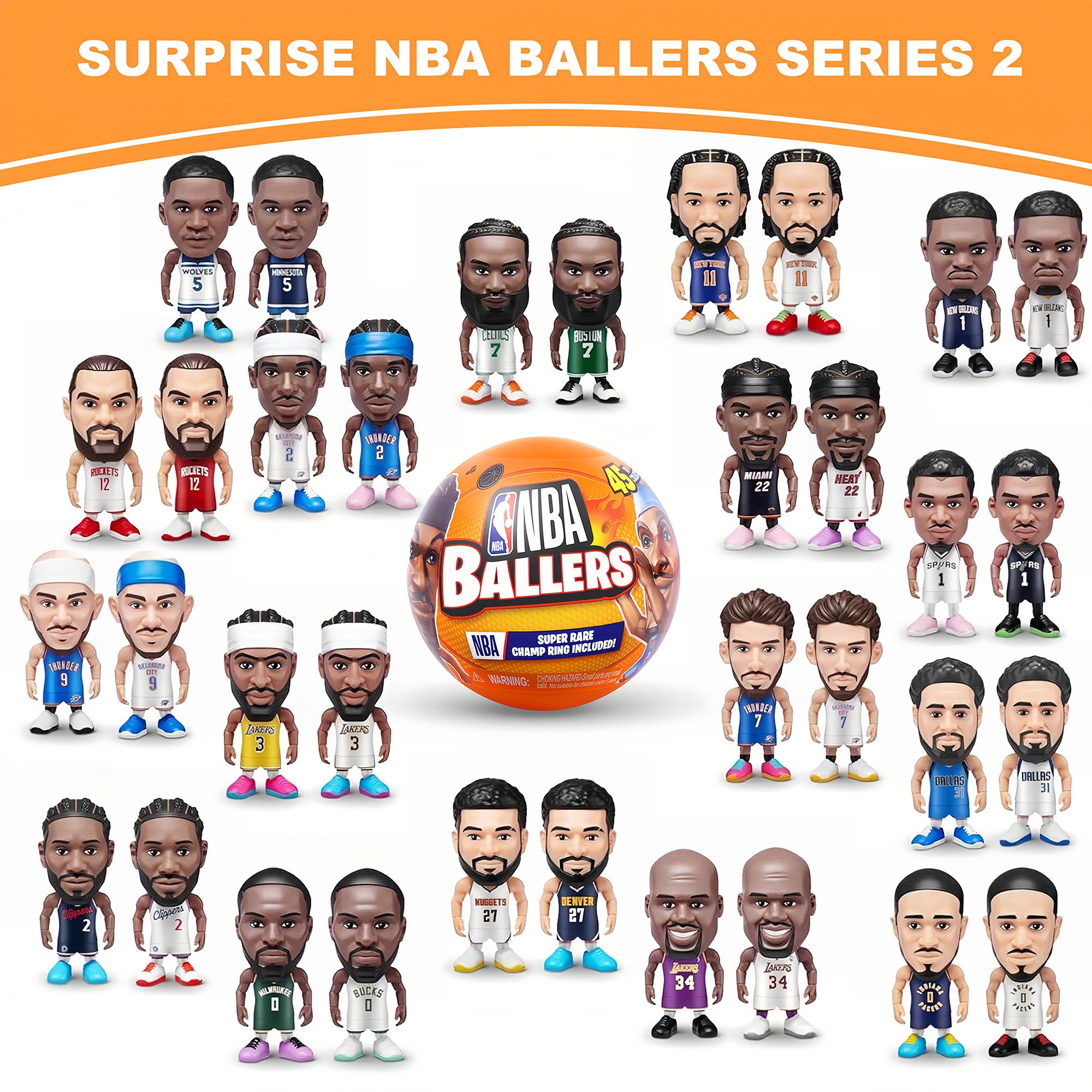 1 pc ZURU Surprise Ballers Series 1 & Series 2, Mystery Capsule Figurine Players Collectibles Toy, Surprise Unboxing Basketball Collectible Sports Toy for Boys, Adults and Collectors