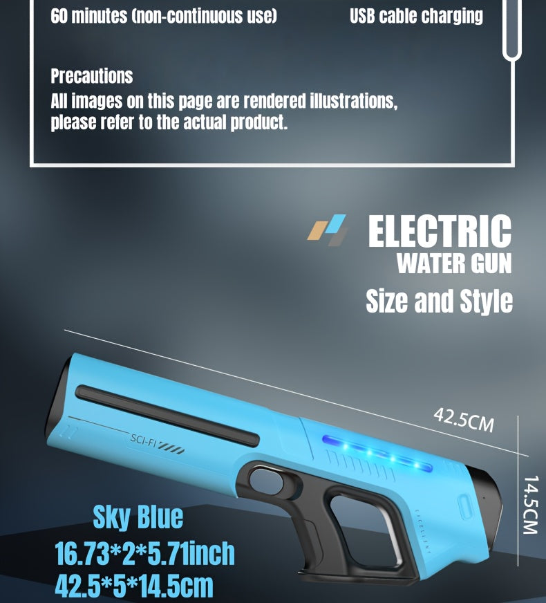 Auto-filling Electric Water Gun, Pulse Jet Water Gun with LED Light Show, 40-foot Long-range Fast Shooting Water Gun, USB Rechargeable Large-capacity Water Gun, Suitable for Children And Adults, Adult Water Gun Is Suitable for Swimming Pool Beach