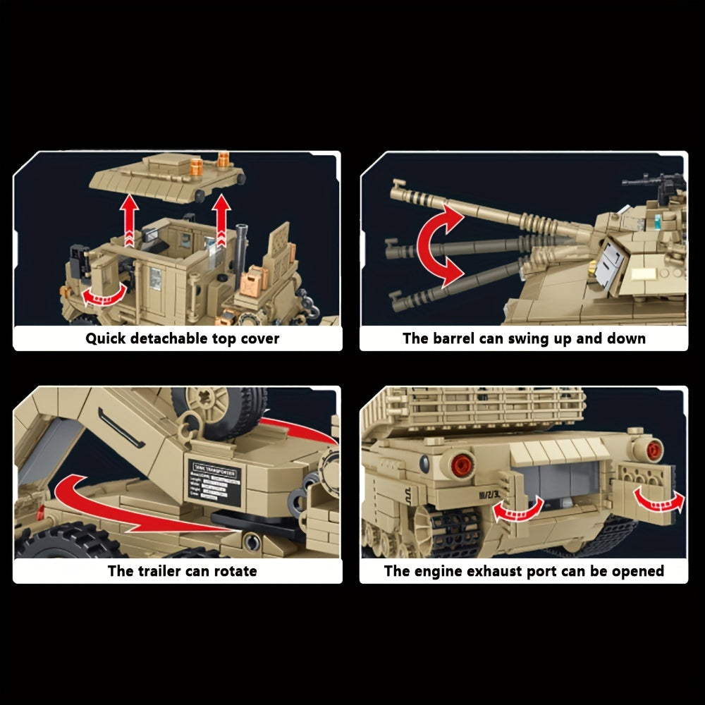 3482pcs, Tank Hauling Heavy Vehicle Building Block Set, MOC Armored Transport Vehicle Building Model, Adult Collection Display, Military Enthusiast Gift, 628015