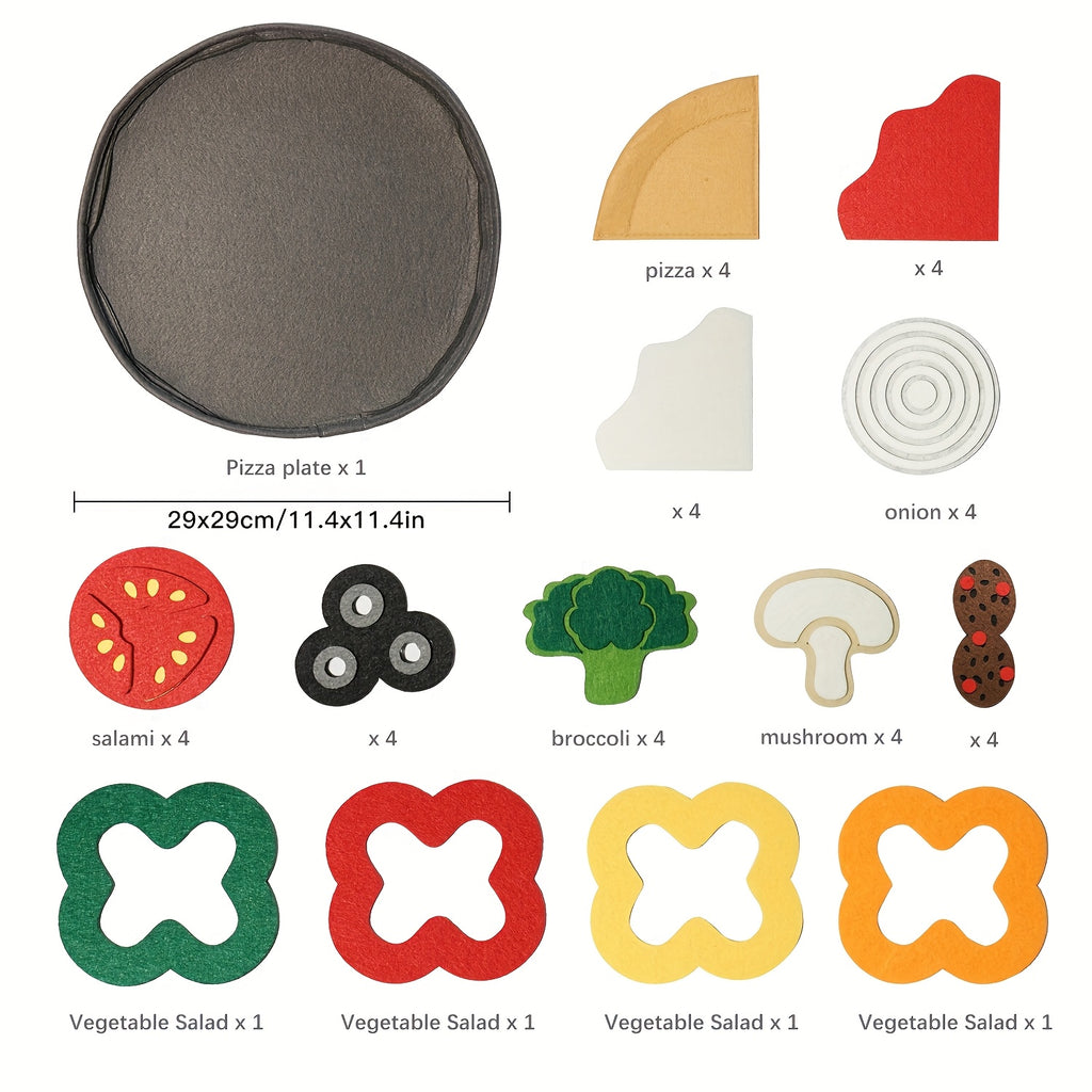 41pcs Youngsters's Pizza Toy Set, Felt Kitchen Pretend Play Food Game, Flannel Vegetable House Game for Parent-Youngsters Interaction, Suitable for Boys and Girls as a Gift