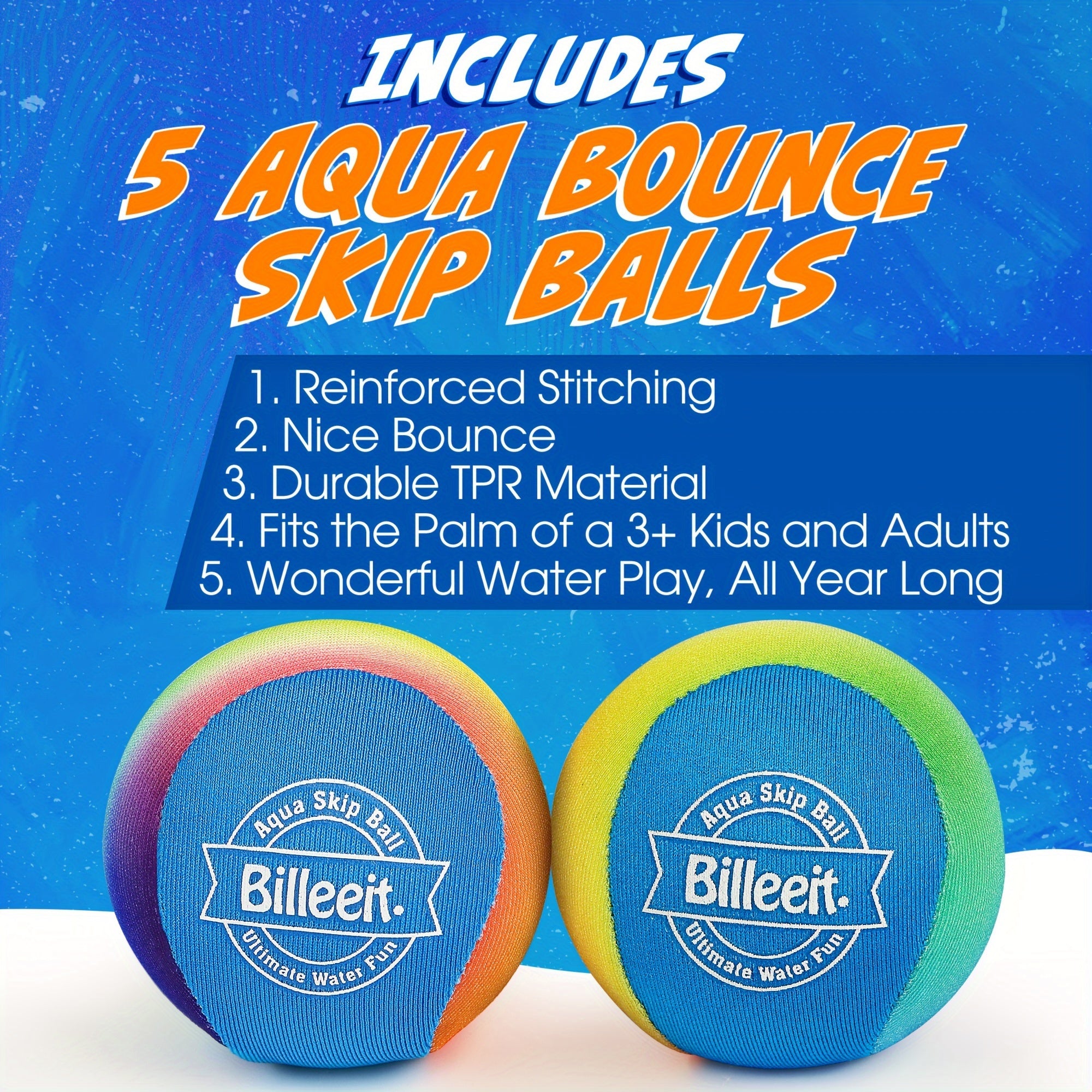 Set of 5 Colorful Water Bouncing Balls Designed for Pool Fun, Complete with a Convenient Mesh Bag, Perfect for Beach Activities And Suitable for Children Aged 3 And Up, As Well As Adults