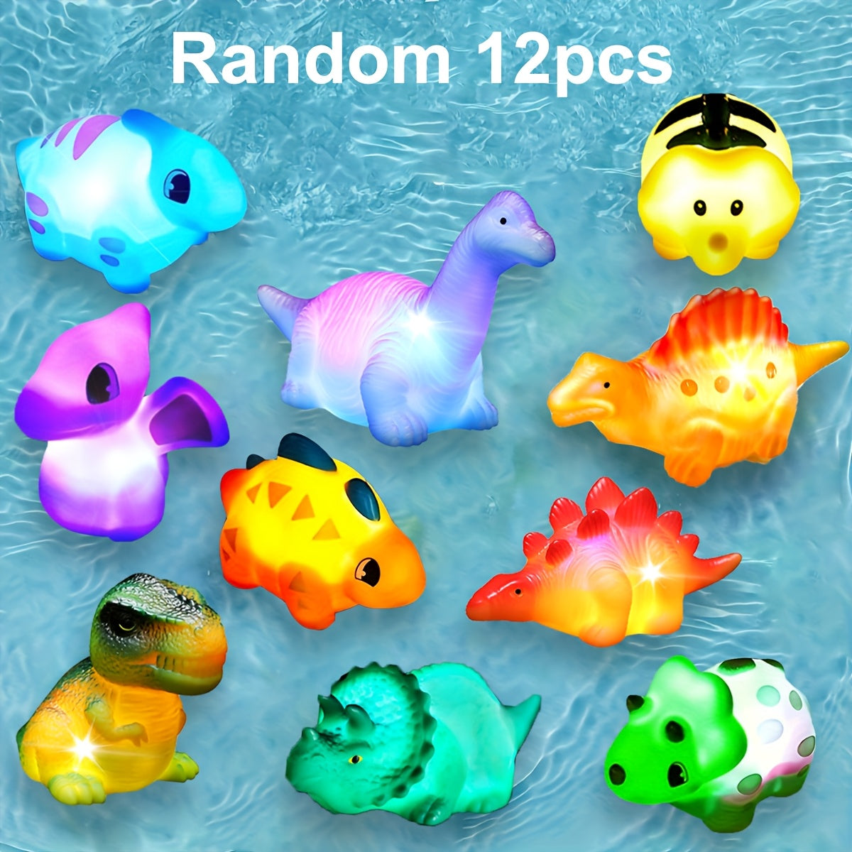 2/4/6/8/12pcs Light-Up Floating Dinosaur Bath Toys Set for Kids Child Nephew In Birthday Christmas Easter, Great Bathtub Shower Pool Bath Toy for Children Preschool Random Color