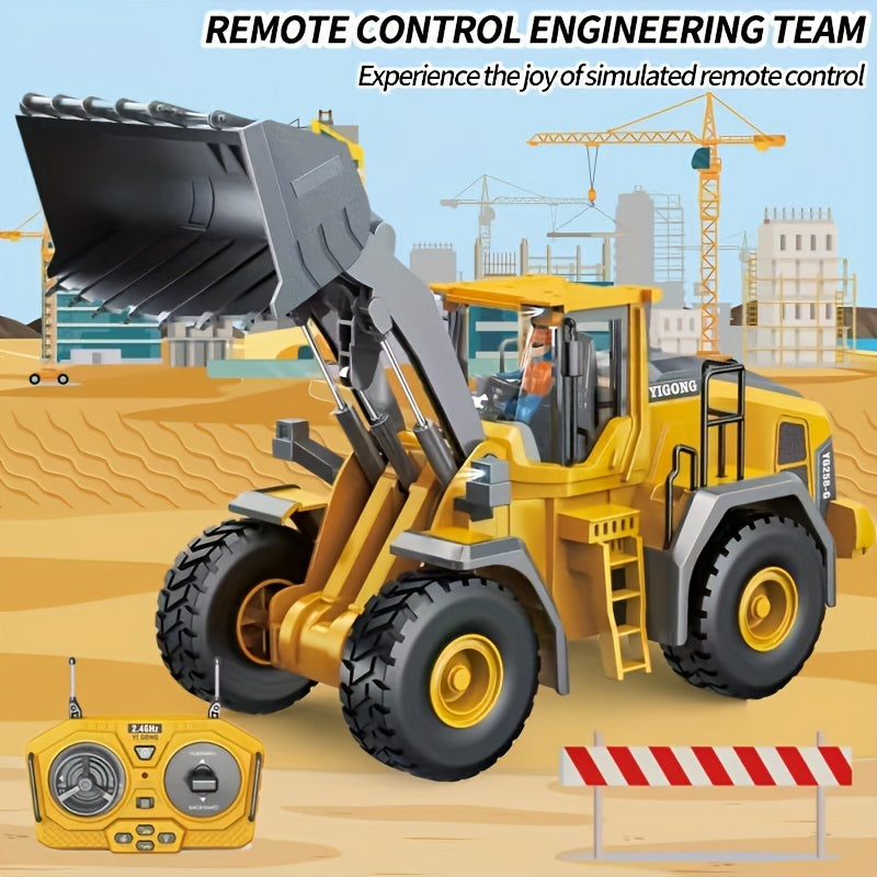 9 Channels Remote Control Loader, 2.4Ghz RC Construction Vehicle Truck with Alloy Metal Cap, Light & Sound, Rechargeable Battery, Ideal Gift for Halloween Thanksgiving Christmas