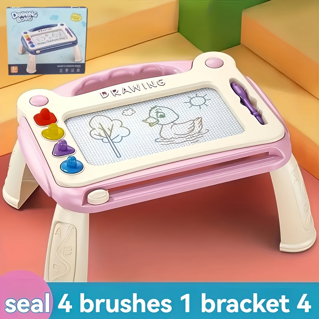 [Birthday Easter Gift] Drawing Board Toy, Learning Toy, Perfect Birthday Gift for Boys And Girls, Easter/ Day Gift (4 Stamps 1 Brush 4 Stands, Green Drawing Board (No Stand))