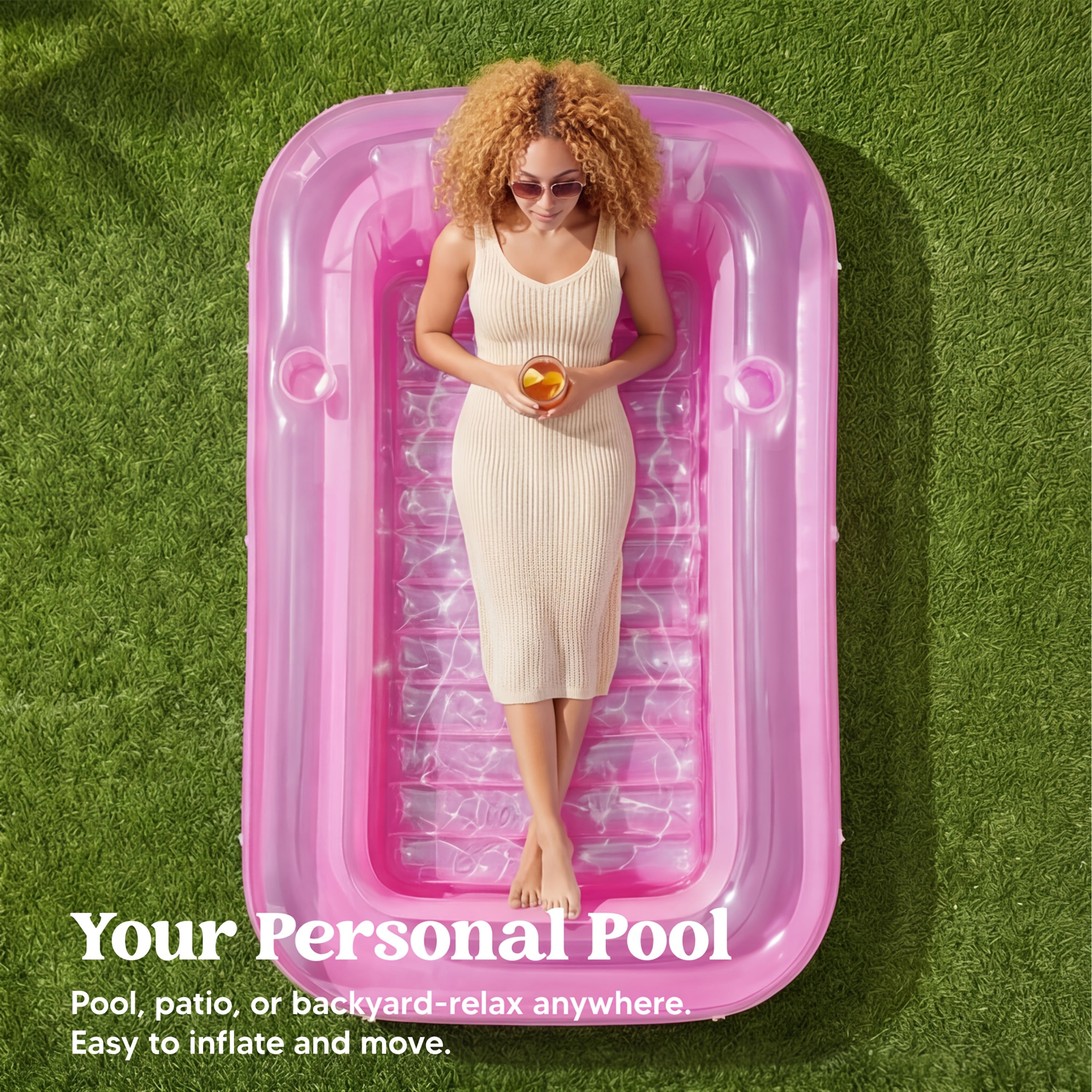 SYNCFUN Inflatable Tanning Pool Lounger Float, 70'' X 46'' Pool Floats Adult with Pillow, 4in 1 Suntan Tub Raft Floatie, Sunbathing Bed Lounge for Water Blow Up Kid Ball Pit Party Gifts, L-Pink White