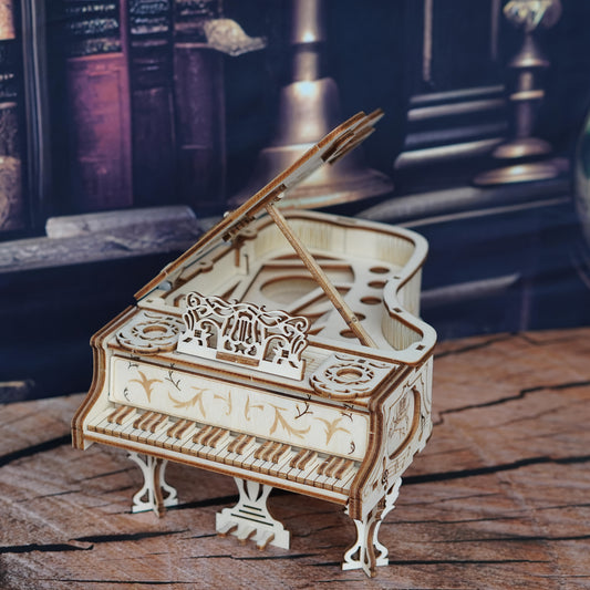 A Detailed Wooden Piano Puzzle Model Kit, Ideal for Assembling by Hand. This Musical-Themed Toy Makes a Wonderful Gift for Loved Ones And Includes a Craft Kit with Complex Designs And Plywood Materials