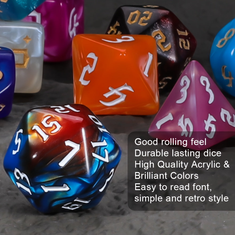 182pcs CiaraQ DND Dice Set Compatible for D&D RPG MTG - Complete Polyhedral Dice with Large Flannel Bag, D20 D12 D10 D8 D6 D4, Tabletop Game Dice Gift for Gamemasters, Great for Christmas & RPG Tabletop Games (182pcs)
