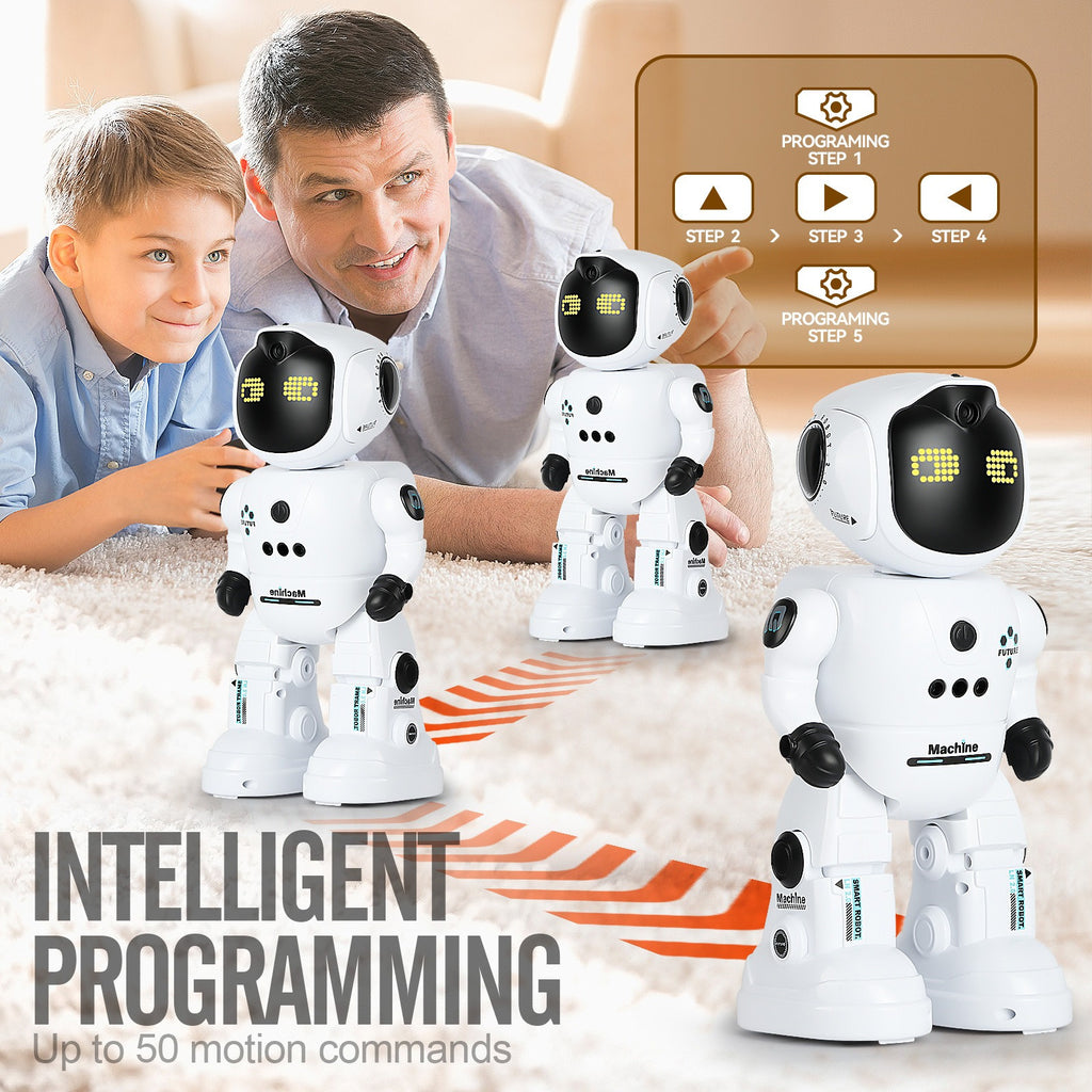 Voice Control Robot Remote Control Robo Toys Infrared RC Robots with Gesture Control LED and Voice Interactive Intelligent Warriors as Gift for Kids