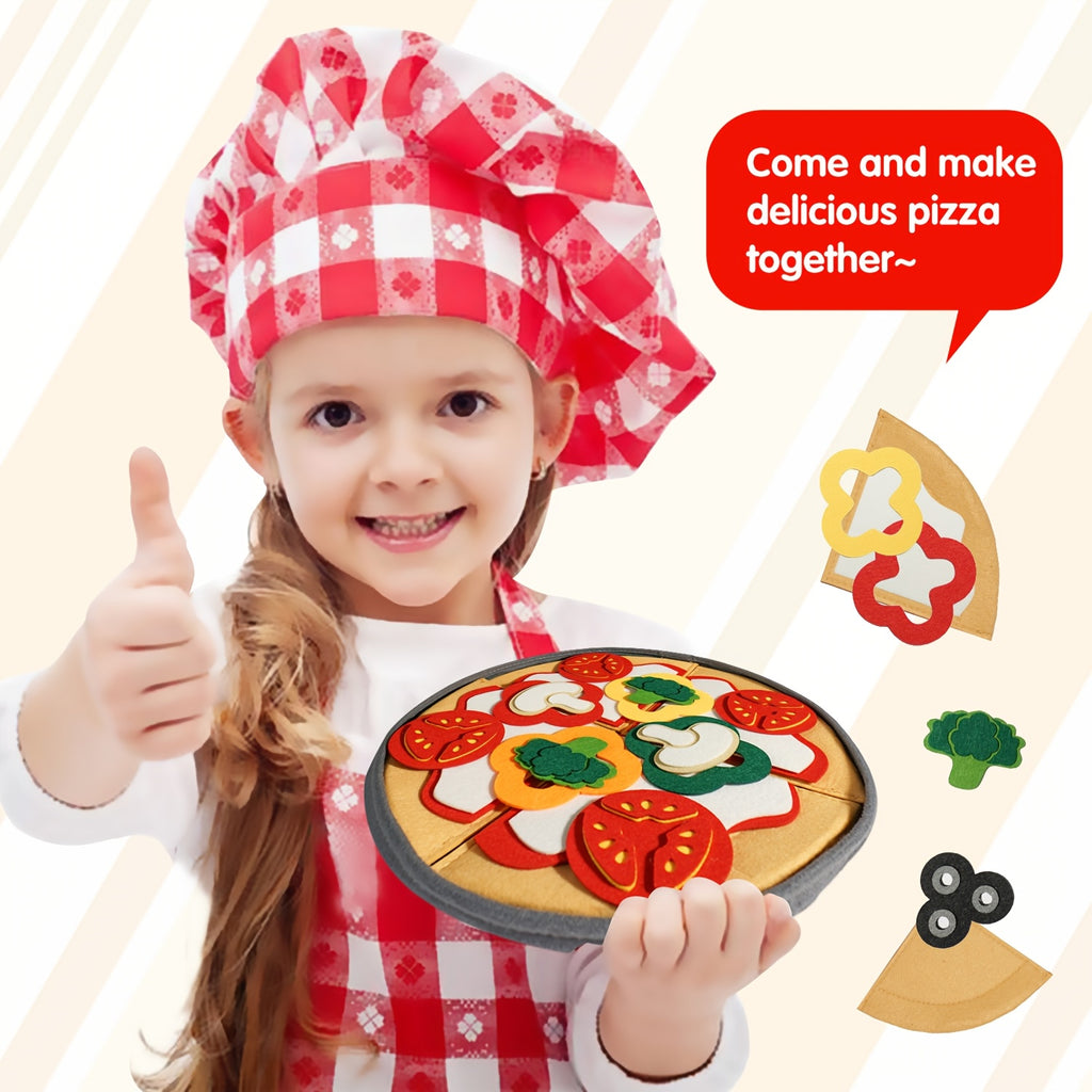 41pcs Youngsters's Pizza Toy Set, Felt Kitchen Pretend Play Food Game, Flannel Vegetable House Game for Parent-Youngsters Interaction, Suitable for Boys and Girls as a Gift