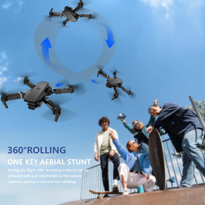 [360° Stunt Flip]E88 Drone, Equipped with Dual Cameras, Portable Foldable Body, 500Mah Battery Capacity, Optical Flow Positioning, Intelligent Height Setting, Indoor And Outdoor Aerial Drone, Suitable for Outdoor Adventure Enthusiasts