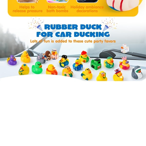 SYNCFUN Baby Bath Toy, Assortment Mini Rubber Duck Toys with Mesh Carry Bag for Kids Baby Shower - 30pcs