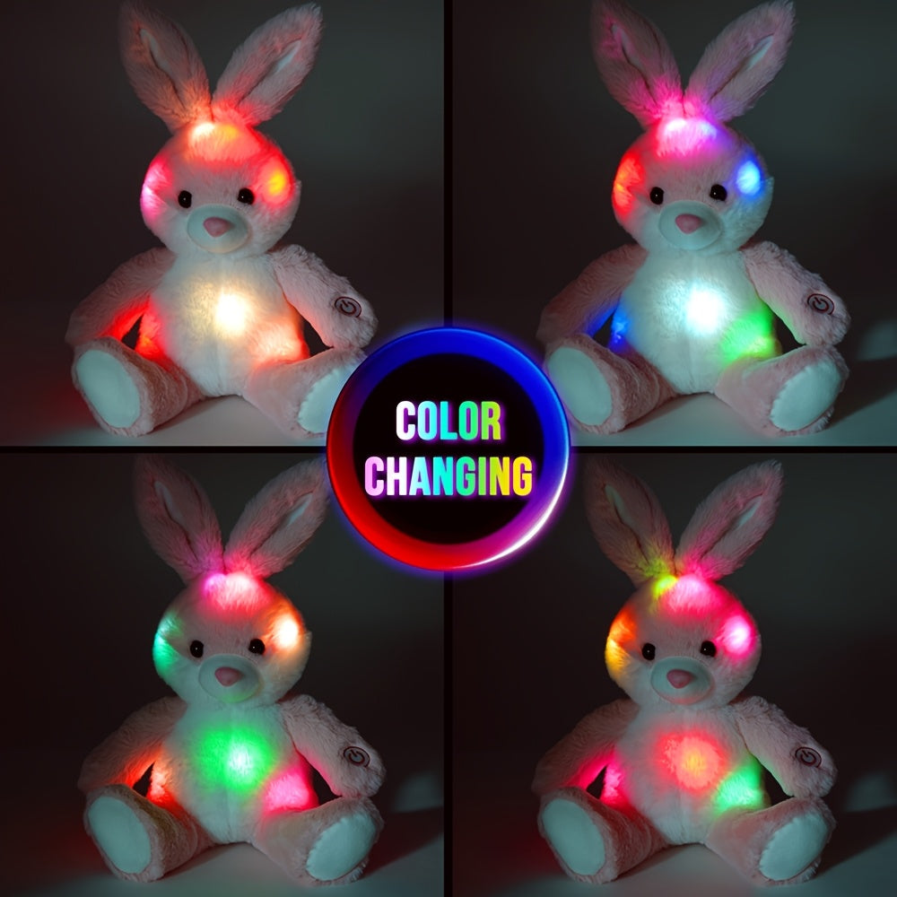 8/12 Inch Light Up Rabbit Stuffed Animals, Kawaii Bunny Plush Toy W/ LED Light, Hugging Toy Gift for Kids Children Christmas Birthday Gift Boys Girls Home Decor, Mother's Day, Valentine's Day, Holiday Perfect Present for Bunny Enthusiasts Easter Hare