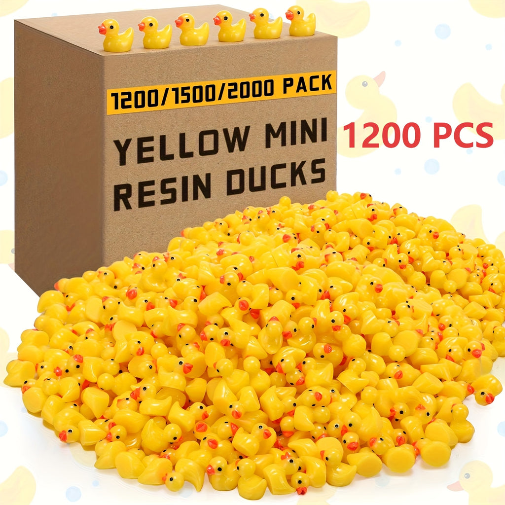 1200pcs Yellow Mini Resin Ducks Bulk For Hide And Seek Prank Cruises Mini Ducks Tiny Duck Miniature Garden Accessories Shower Duck Figures For Halloween Prank Gift Dollhouse Decor