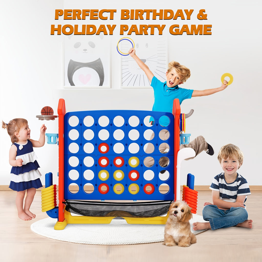 Enormous Connect Four Game, Adjustable Height (2.6Ft-3.2Ft), Extra-Large Game Board with Quick-Release Slider And Storage Bag, Suitable for Indoor/Outdoor Family Parties, Educational Intelligence Game for Adults And Children