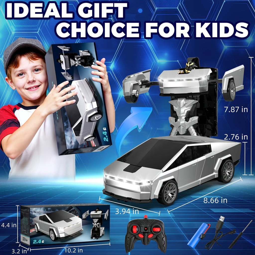 Remote-controlled Car, One-button Transforming Robot Toy Car With Cool LED Headlights, 1:18 Scale, 360-degree Spinning And Drifting, Perfect As A Christmas Gift, Birthday Gift, Or Easter Gift For Boys And Girls