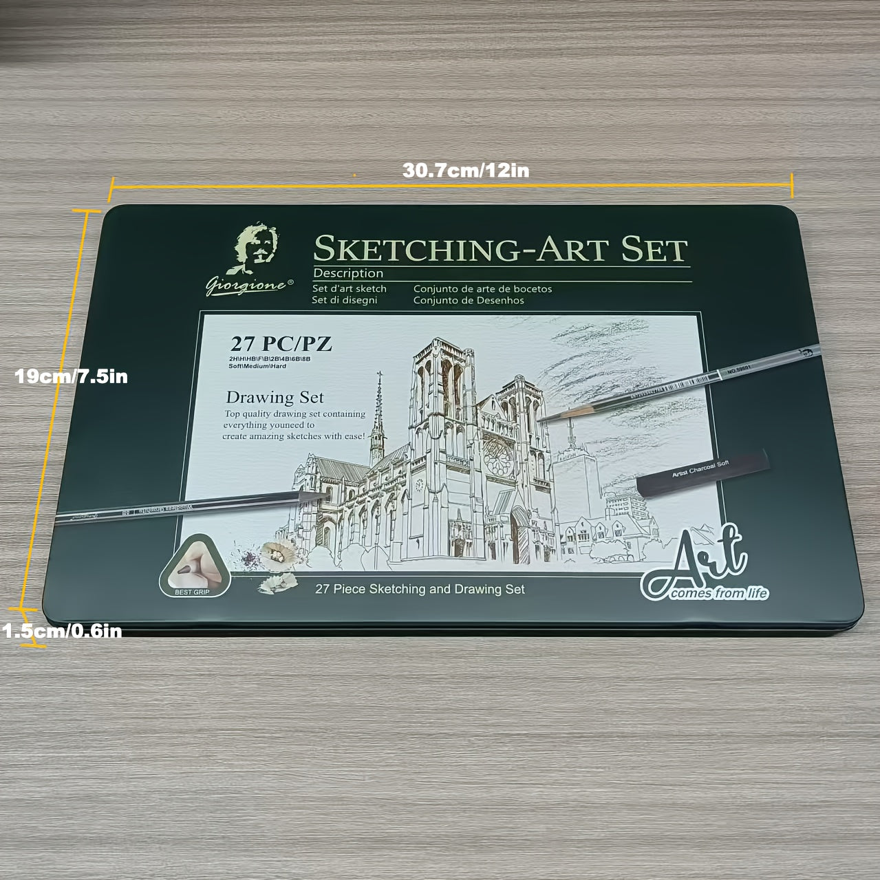 [Christmas New Year Gifts] Giorgione 27pcs Sketching Pencil Set, Including Pencils, Charcoal Pencils, Charcoal Sticks, Erasers, Etc., a Must-Have Tool for Sketching And Quick Sketching, Perfect Christmas And New Year Gifts