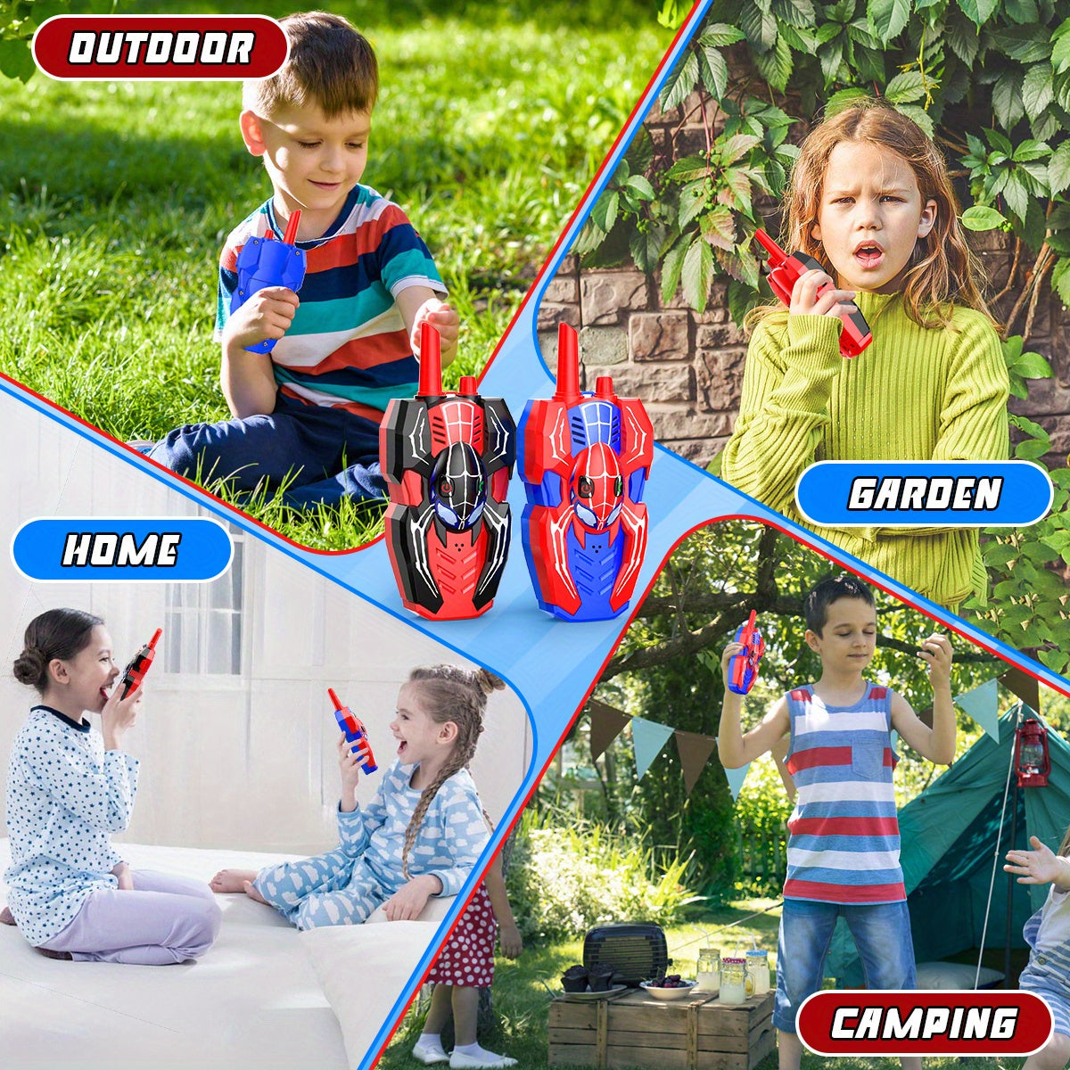 2 Packs Walkie Talkies for Kids, Spider 2-Way Radio Toys for 3 4 5 6 7 8 9 10 11 12 Boys Girls Valentine's Day Easter Back to School Halloween Christmas Birthday Thanksgiving Parent-Child Activities Gifts