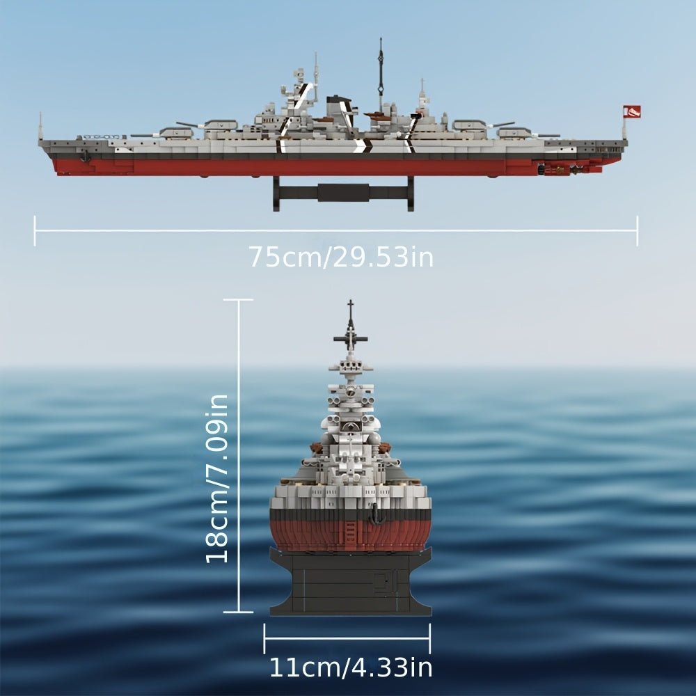 2081pcs Tech Battleship Clamp Block Building Set, MOC Large Warship Building Block Ornament Model, Adult Collectible Display Toy, Best Gift for Warship Enthusiasts 4201