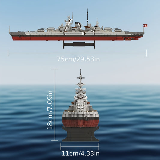 2081pcs Tech Battleship Clamp Block Building Set, MOC Large Warship Building Block Ornament Model, Adult Collectible Display Toy, Best Gift for Warship Enthusiasts 4201