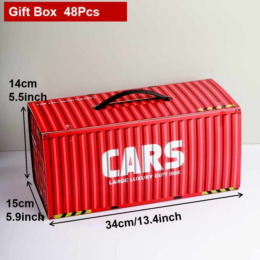 48pcs Racing Car Toy Set for Boys Age 3+, Friction Powered Mini Cars with 4-Level Garage & Track, All-In-One Play Gift