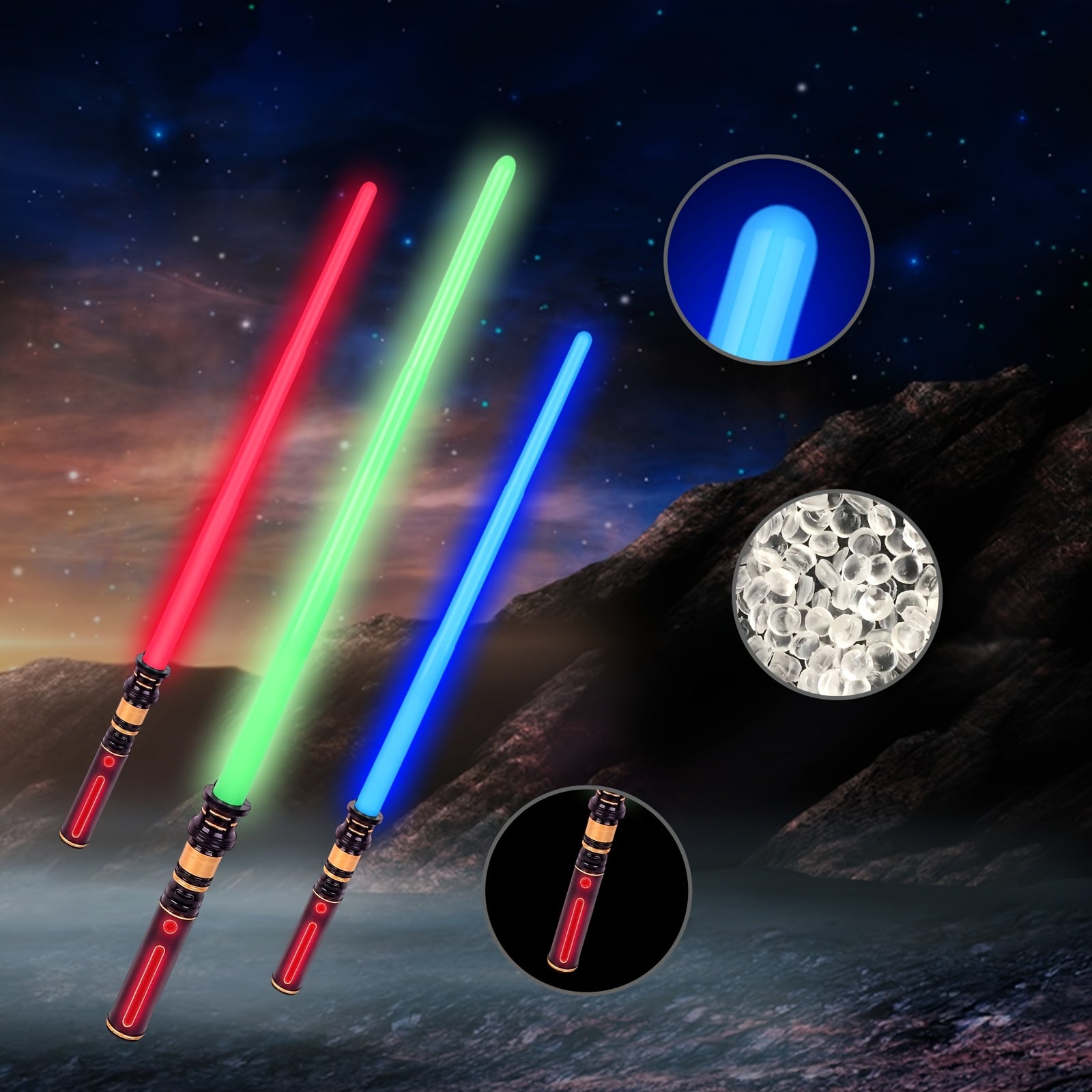 3 Pack Light Up Sword, Light Up Sword For Kids With FX Sound, Expandable Light Up Sword For Cosplay Halloween Dress Up Parties Birthday Christmas Gift