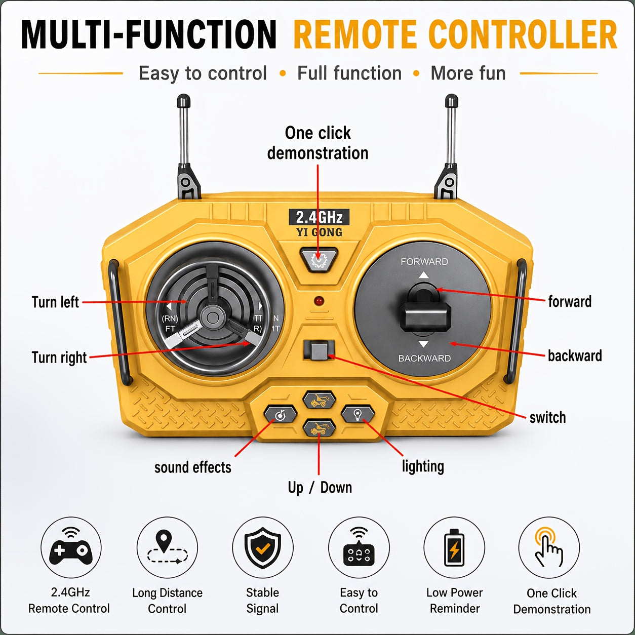 9-channel Remote Control Bulldozer, 2.4GHz RC Multifunctional Engineering Vehicle Toy, Preferred For Outdoor And Indoor Interactive Play With Alloy Metal Cover, Lightweight, Halloween, Thanksgiving, Christmas, Birthday, New Year Gifts