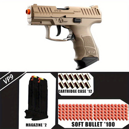 VP9 New Toy Gun Soft Bullet Gun Pistol Shell Throwing Continuous [Upgraded Version Of Continuous], Toy Foam Shockwave, Outdoor Sports Shooting Games