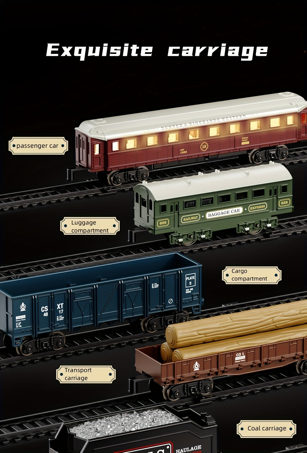 Steam Engine Battery Train Toy,  Train Model Set, Halloween, Christmas Holiday Gift