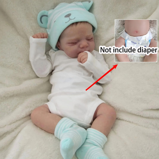 48cm 19inch Full Body Soft Vinyl Reborn Baby Girl Doll with 3D-Paint Skin and Visible Veins Like Real Sleeping  Newborn Bathe Toy for Children Birthday Gift