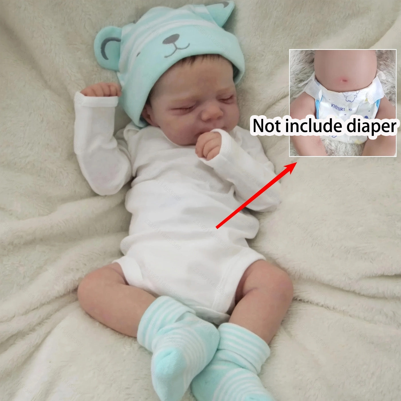 48cm 19inch Full Soft Vinyl Body / Cloth Body Reborn Baby Doll with 3D-Paint Skin and Visible Veins Like Real Sleeping Bebe Newborn Bathe Toy for Children Birthday Gift