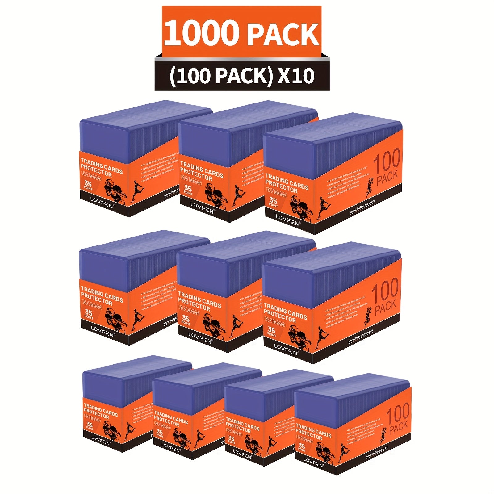 1000ct Top Loads LOVFEN 3 "X 4", Baseball Card Protective Case Hard Plastic, Used With Trading Card Sports Card Holder, Suitable For Collection, Football, Basketball, And TGG