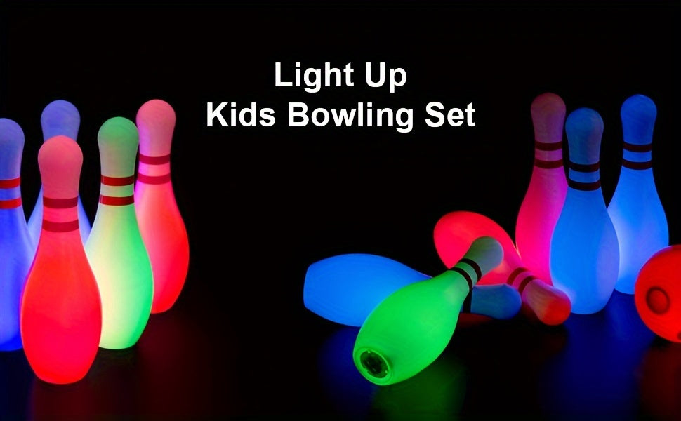 Light Up Kids Bowling Set Includes 10 Pins And 2 Balls, Bowling Pins Toy Set For Kids Toddler Indoor & Outdoor Games For Boys Girls 12Pcs, Height 7.87inch