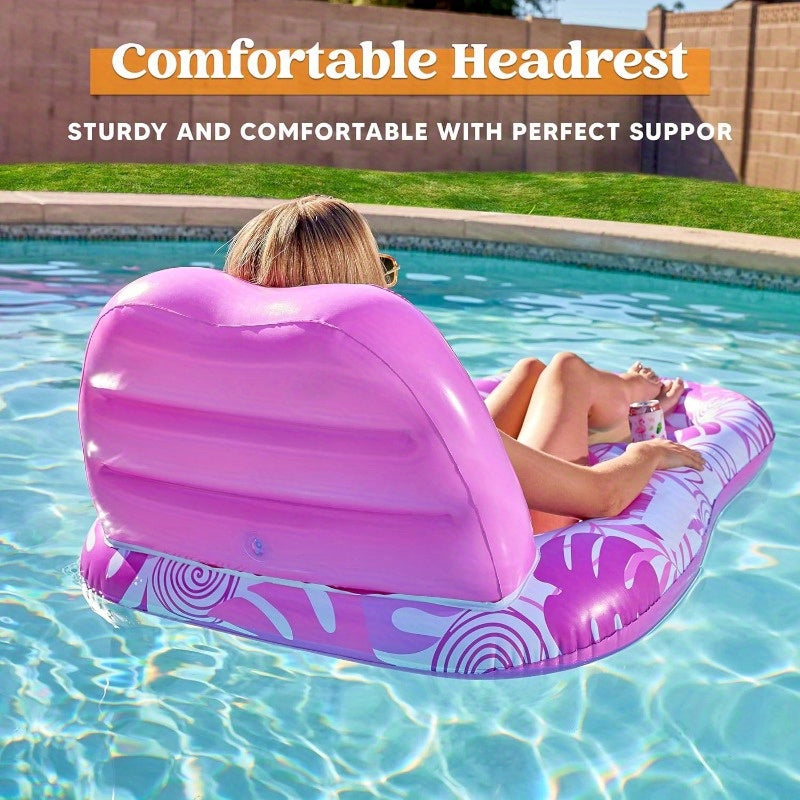 SYNCFUN Inflatable Pool Floats Lounger Adult, Pool Float Lounge Raft Floaties Water Floating Recliner Chair with Cup Holders Foot Rest Swimming Floaty, Suitable for Summer Water Party Games & Activities