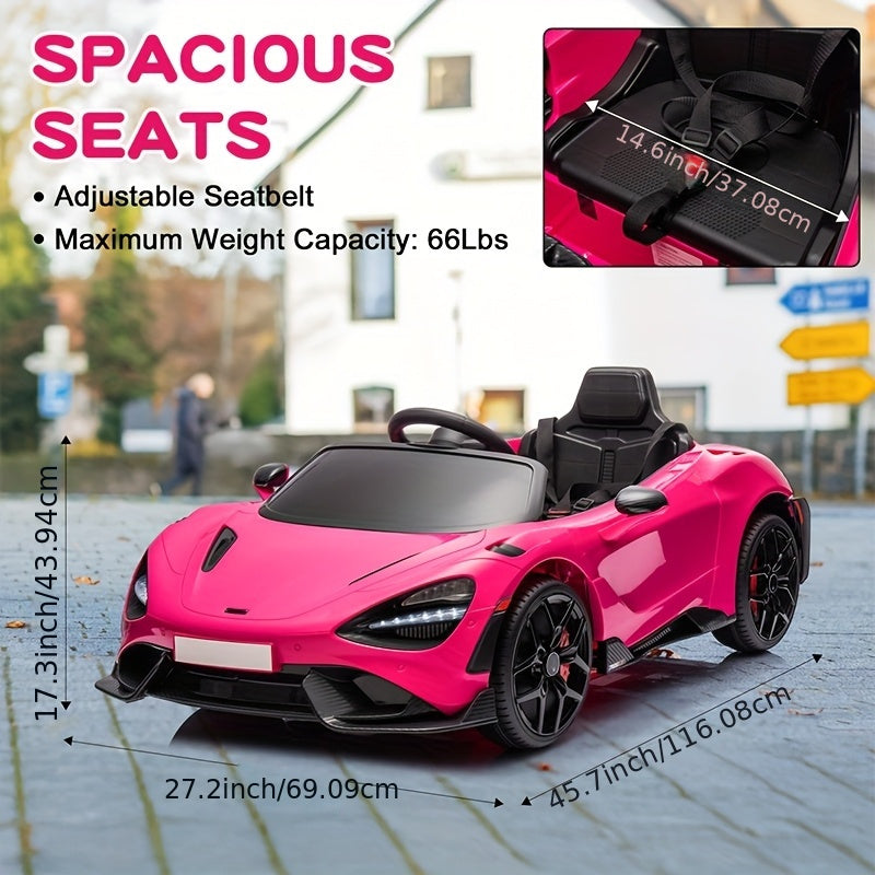 Kids Ride On Toy Car 12V Battery Powered Electric Vehicle, Ride On Toy for Children Christmas Gifts, with Hydraulic Doors, Parent Remote Control, LED Lights, MP3 Player, Smooth Start, 3 Speeds