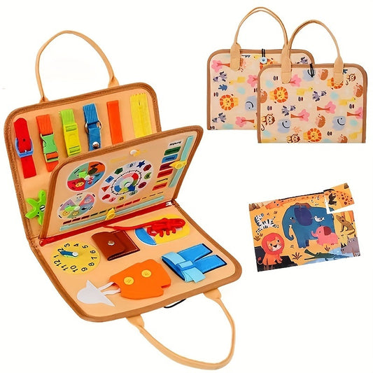 Busy Board for Toddlers - Sensory Toys for Fine Motor Skills - Educational Activities & Travel Toys for Car & Airplane