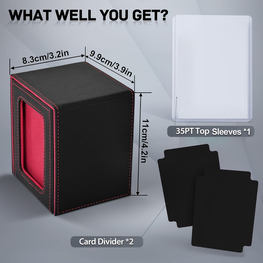 Storage Box for Trading Cards Featuring a Commander Window Display, Capable of Holding 100 Double-Sleeved Cards, Ideal for TCG, CCG, PTCG, EDH, And Sports Cards