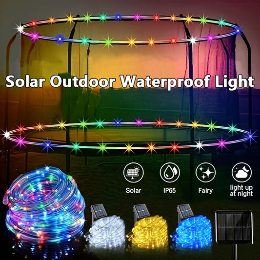 Solar Powered LED Trampoline Light, Colorful, Outdoor Rope Lights, 8 Dynamic Modes, Solar Powered Outdoor Lights IP65 for 8-16Ft Trampolines, Commercial Street And Area Lighting, 36V Or Und