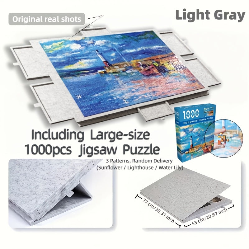 1500/1000pcs Puzzle Board, Puzzle Table Portable for Storage Family Game, Not Easy to Slip Off, with Large Size Puzzle.