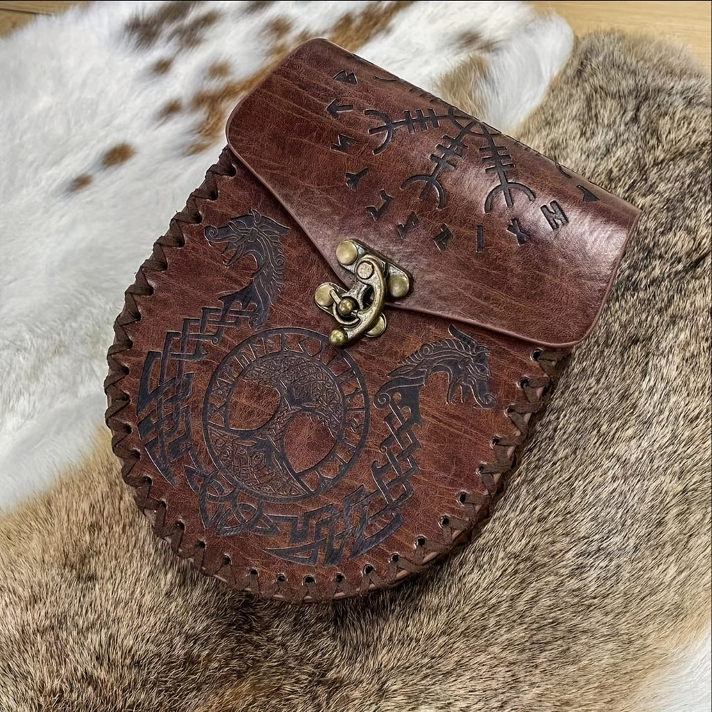 Viking Handmade Retro Faux Leather Waist Bag With Medieval Style, Ideal For Role-playing In Stage Plays
