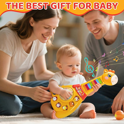 Toddlers Giraffe Guitar Musical Toys for 1+ Year Old Boy/Girl, 1st First Learning Educational Gift for Toddlers, Multiple Modes with Piano Keys, Animal Sounds, Musical, Baby Toys 12 Months, Birthday Gifts for One Year Old Boys/Girl, Infant Touch