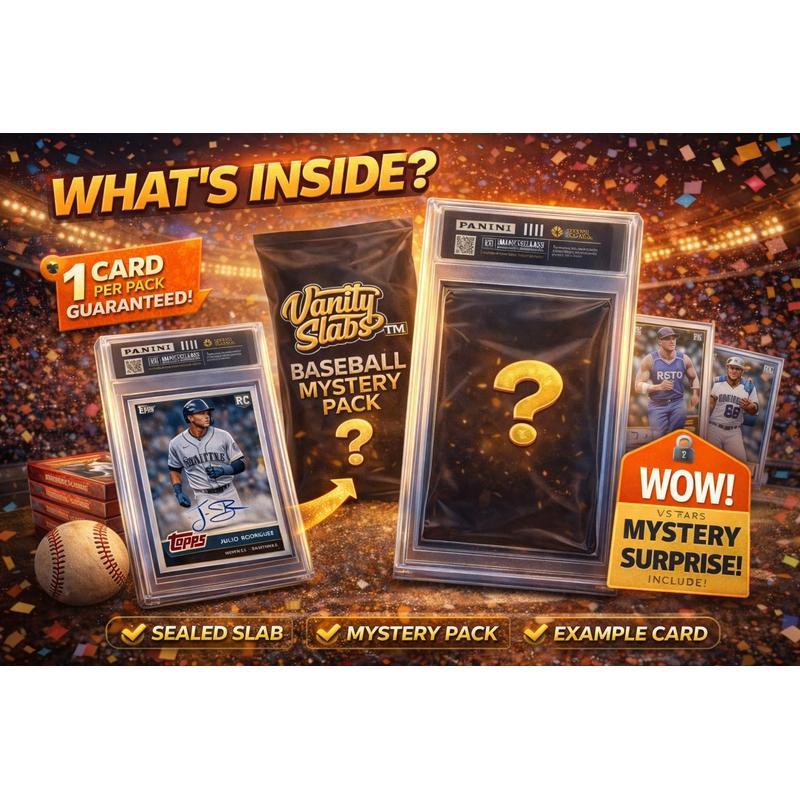 Baseball Mystery Trading Card Slabbed | Rookies, Stars, Autographs or Inserts Guaranteed! | Perfect Gift for Kids & Collectors (Topps & Panini Included)