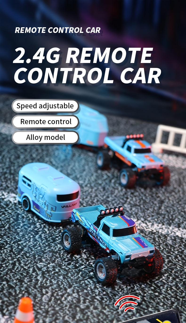 1:64mini RC Truck, Scale Remote-controlled Alloy Toy, 2.4GHz Off-Road Alloy Truck, Monster Off-road Pickup Truck For Boys, Tabletop Decoration, Birthday Gift, Christmas Gift, New Year Gift, With Body Lights And Headlights.Rock Crawler Toy
