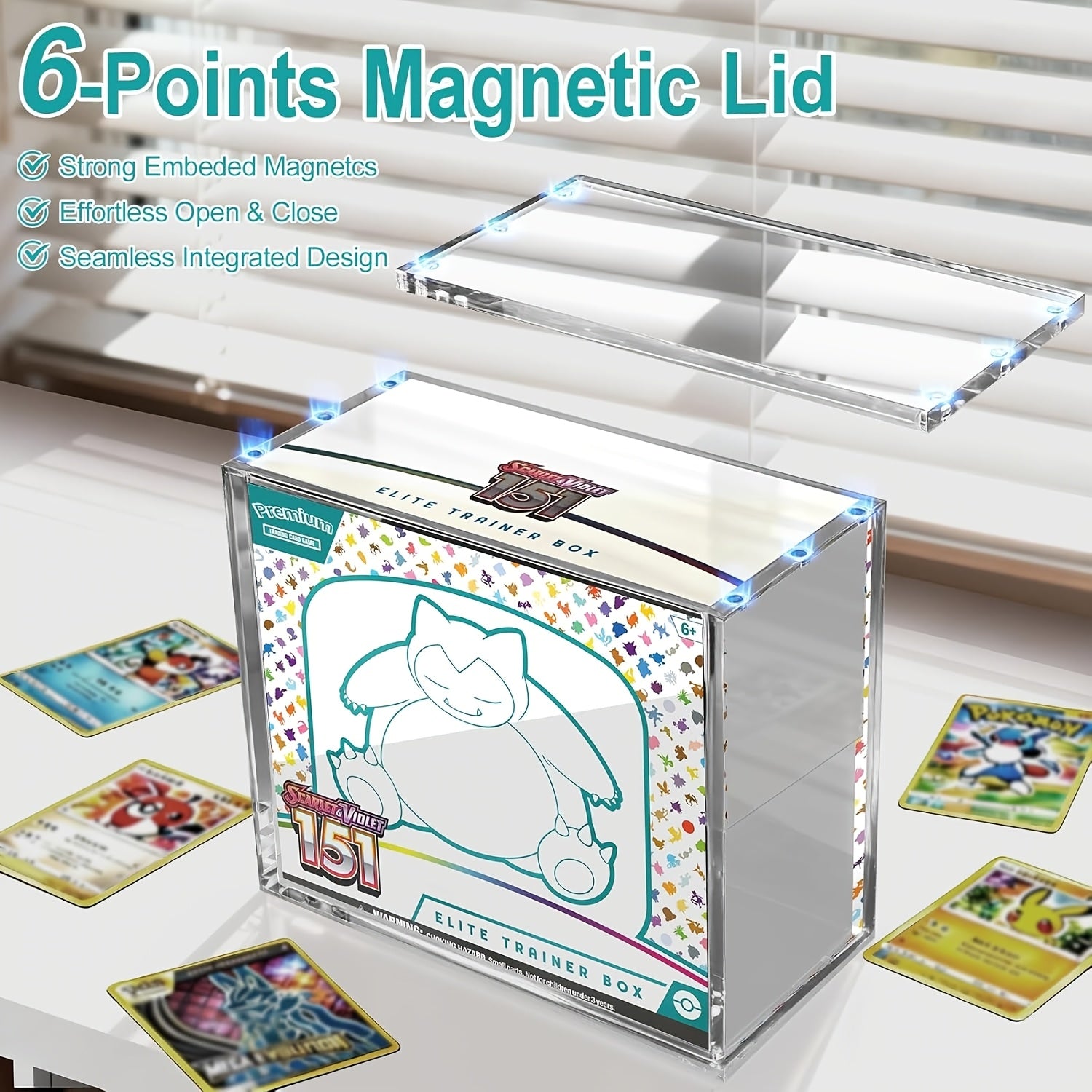 ETB Acrylic Case, 6Mm X 6Mm X 3Mm Thick Clear Acrylic ETB Display Box with Magnetic Lid - ETB Protector Case for Collectors, UV Resistant, Stackable Design