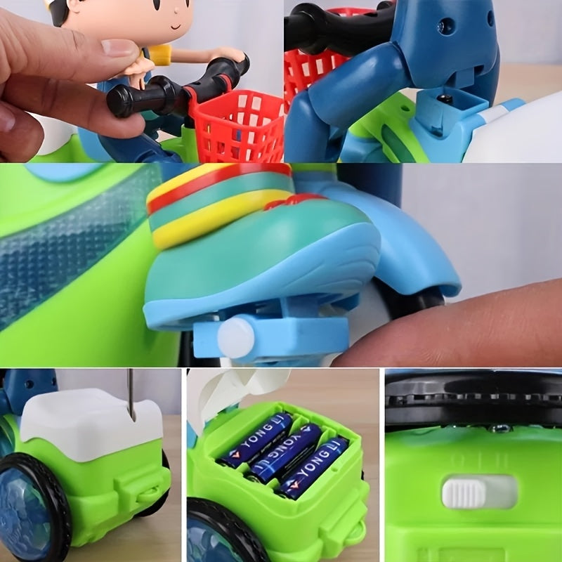 Toddler Electric Tricycle Toy Motorcycle with 360° Rotation, Luminous Lights & Push-Power/ Operation - Green/Red/Pink/Purple Kids Ride-On Car, Stunt Vehicle for Olds (, Low Voltage) - Birthday/Christmas