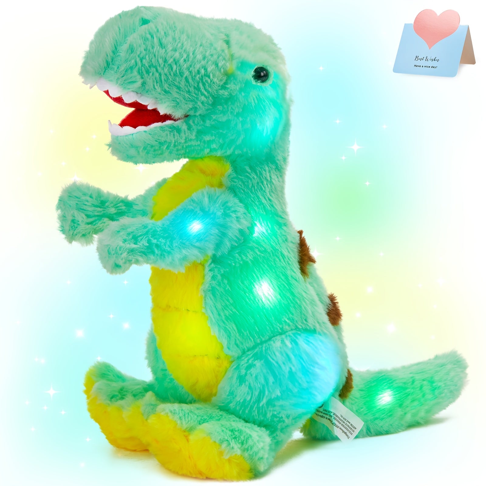 Battery-Free Glowing Musical Dinosaur Plush Toy Suitable for Kids - & Sound Effects, Soft Cuddly Stuffed Animal with Musical Dinosaurs, Battery- Suitable for Birthdays, Easter Gifts (No Required)