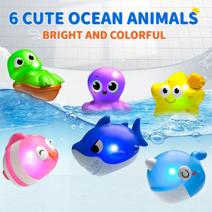 6/10pcs Light Up Bath Toys for Babies Kids, Sea Animals Bathtub Toys for Baby Toddlers, Water Pool Toys for Boy Girl Gifts Random Colors