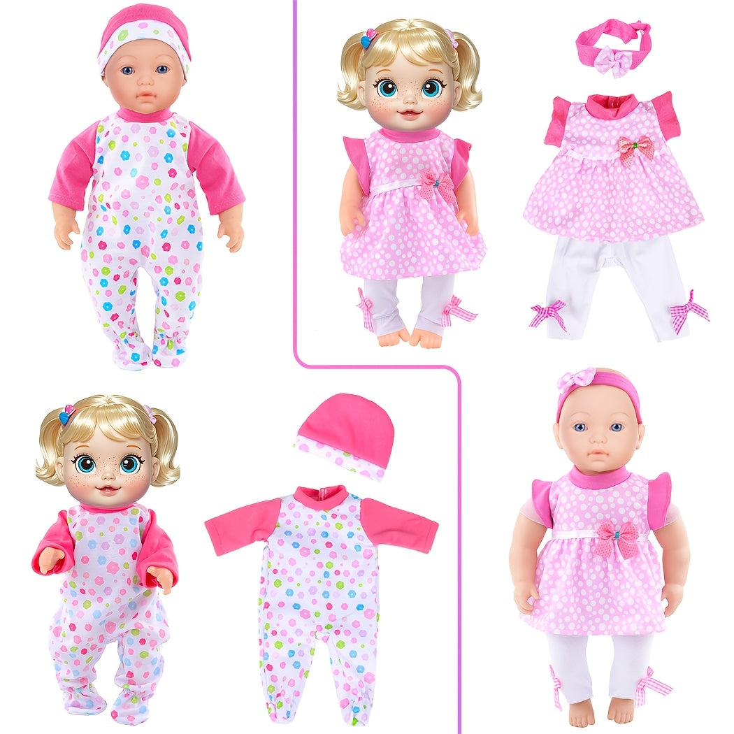 10 sets of different design clothing combinations, specially for 10 to 12 inch dolls. Dolls are not included