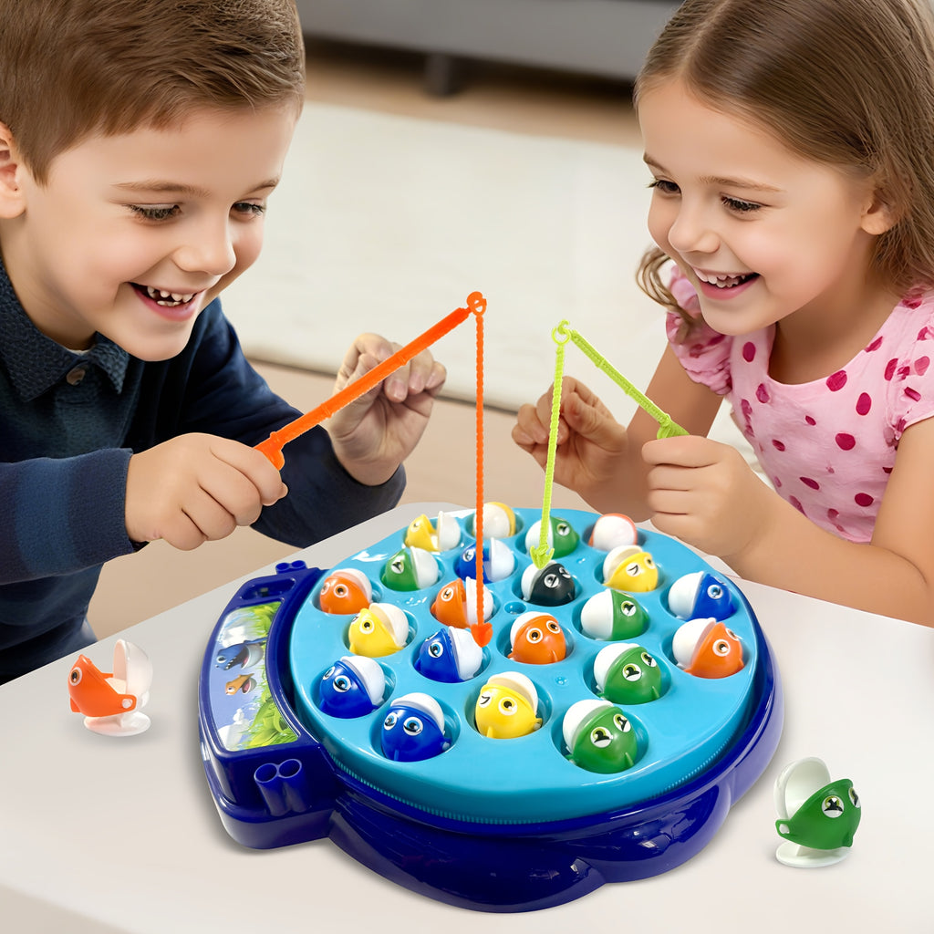Cheela Fun Fishing Game for Kids, Rotating Fish Board Game, Original Fast-Action Fishing Game. Includes 21 Fish, 4 Fishing Rods. Require 1xAA Battery (not Included). Ideal for Holiday & Birthday Presents.