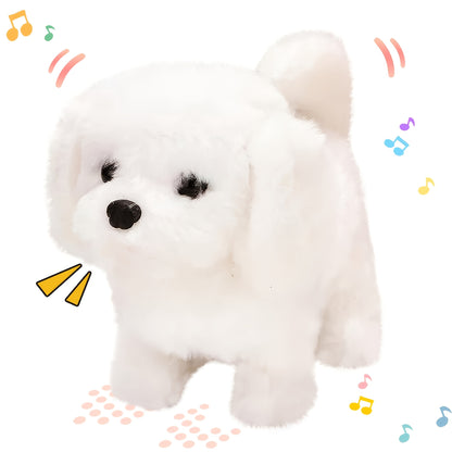 New White Realistic Robot Dog - Exquisite Gift Box, Interactive Walking, Barking, Wagging Tail, Expressive Eyes And Soft Plush, Office Companion Or Gift - Cute Animal Biomimetic, Halloween Gift, Christmas Gift, Easter, Pet Day Gift, Children's Day