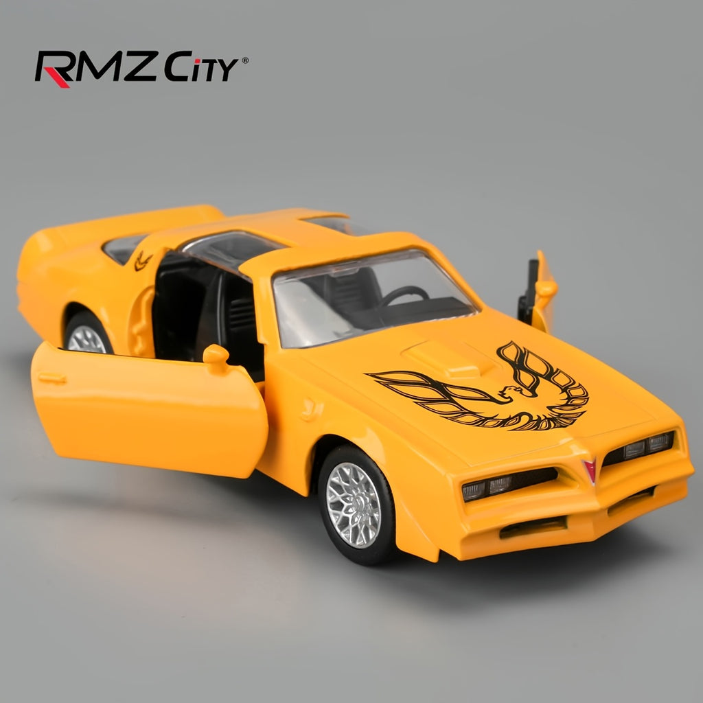 RMZ 1:36 Pontiac Firebird Zinc Alloy Toy Car Model, Openable Doors Pull-Back Vehicle Highly Detailed Static Display Ornament, Collectible Miniature For Home Decor, Ideal Gift For Muscle Car Enthusiasts & Kids Ages 3+ Boys Girls